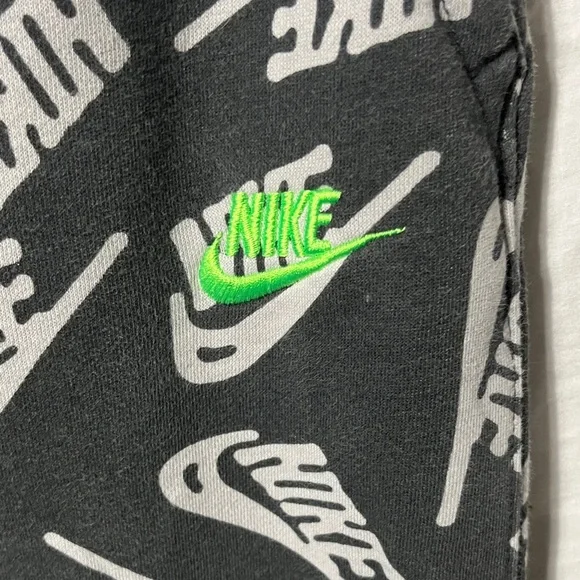 Nike Kids Black and White Logo Joggers with Green Drawstring - Picture 7 of 7